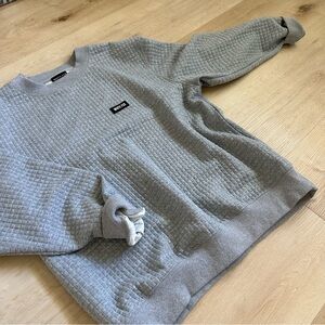 White Fox Boutique Quilted Gray Crewneck Sweater